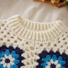 Baby Girl Crochet Sweater, Floral Granny Square Pullover, 6 Months to 3T