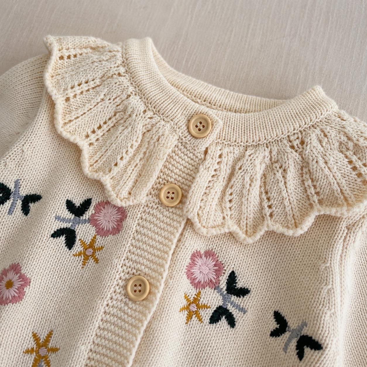 Floral Baby Knit Cardigan, Romper or Vest, Cotton Outfit product image 4
