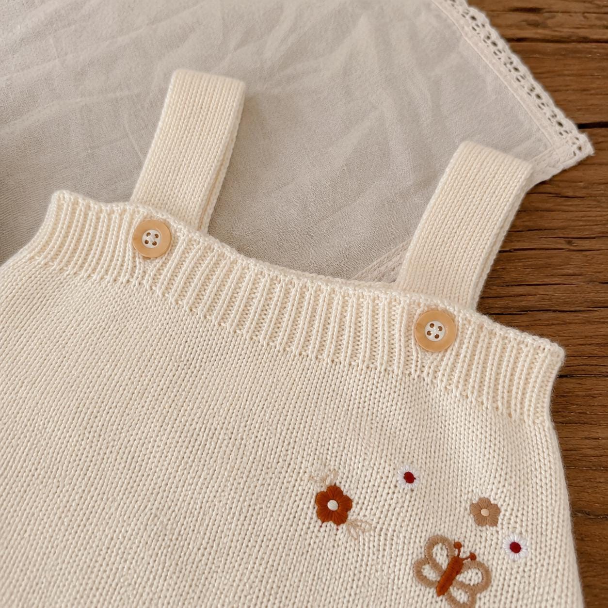 Embroidered Baby Knit Cardigan or Romper, Cotton Baby Outfit product image 8