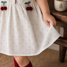 Baby Girl Cherry Dress, Cotton Summer Dress with Peter Pan Collar, Toddler Birthday Outfit