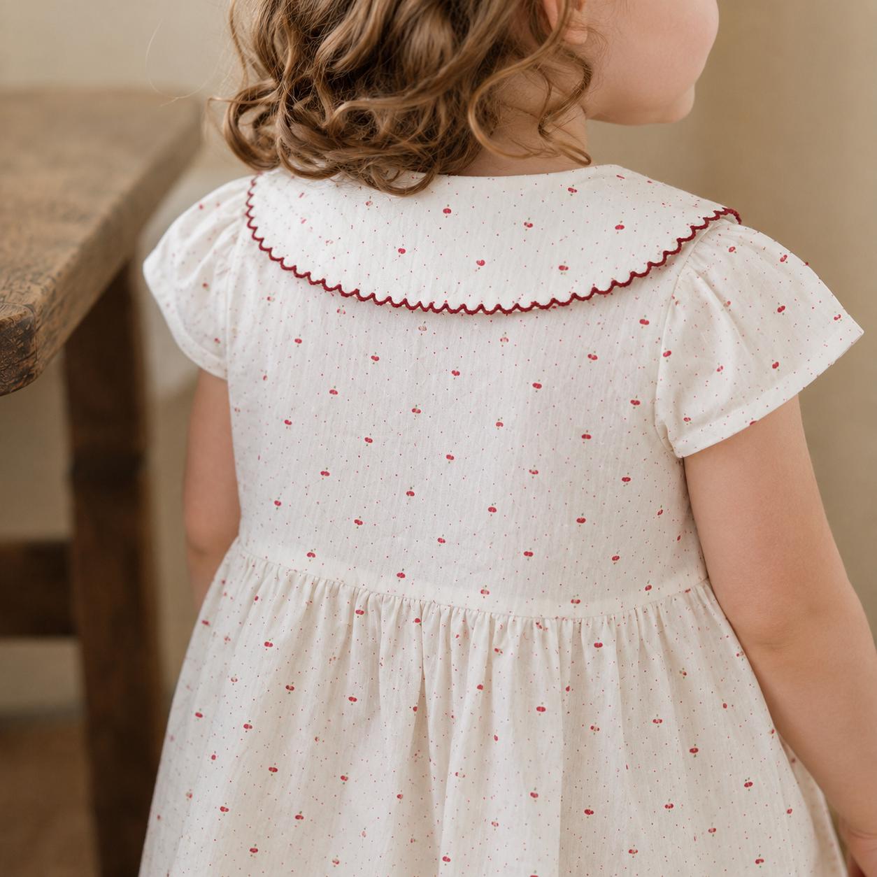 Baby Girl Cherry Dress, Cotton Summer Birthday Outfit product image 10