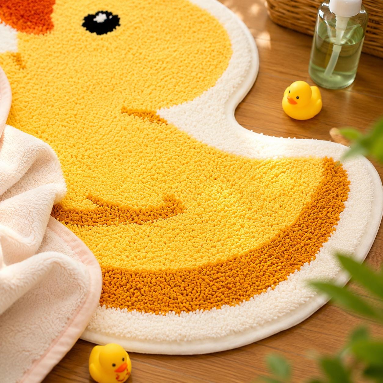Yellow Duck Bath Mat, Plush Non-Slip Kids Bathroom Rug product image 9