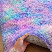 Pastel Rainbow Shag Rug: Fluffy Microfiber Nursery, Kids Room and Playroom Decor Gift