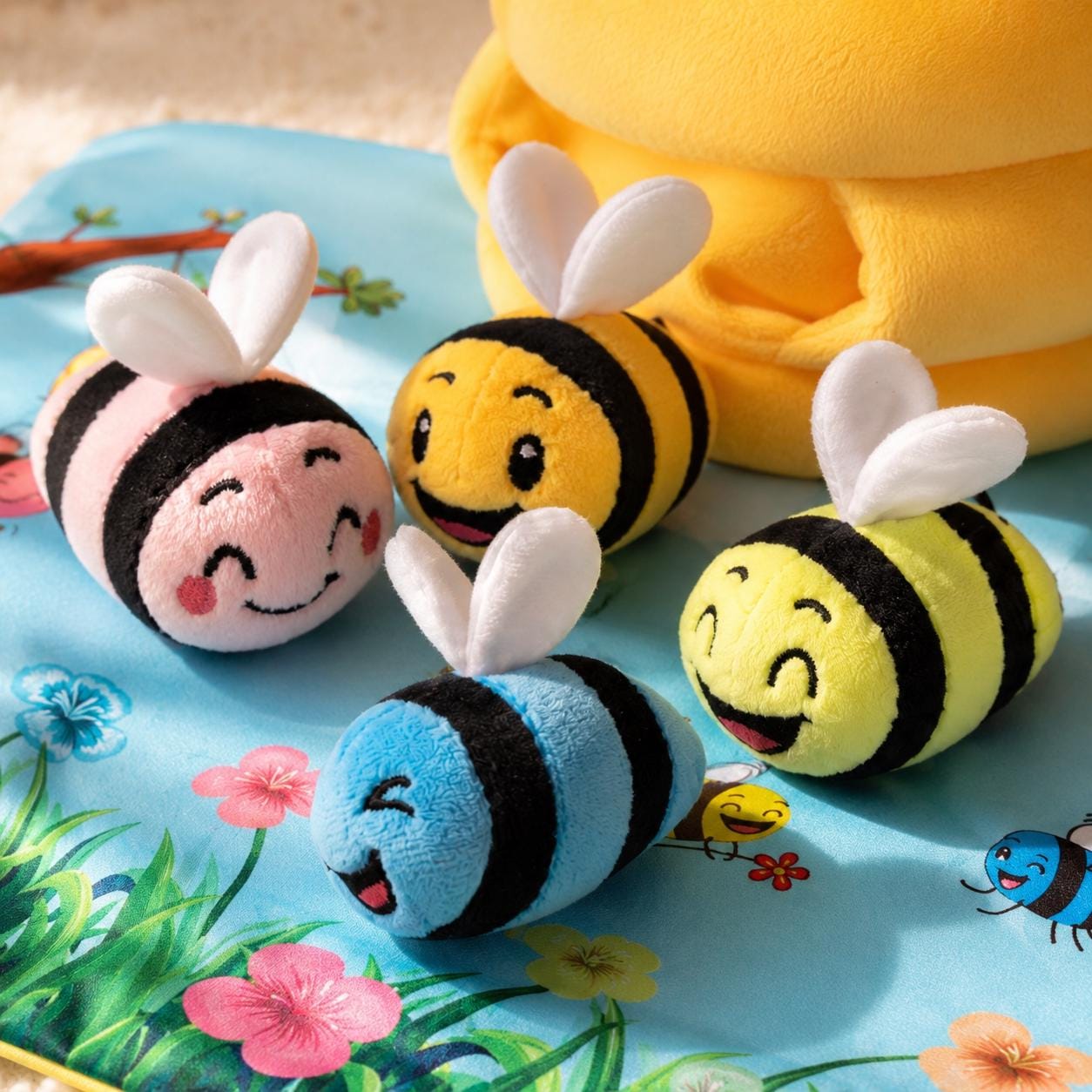 Bee Sensory Baby Toy with Plush Bees, Mirror, Rattle and Crinkle product image 7