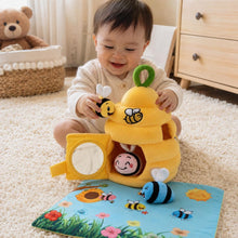 Bee Sensory Baby Toy Gift, Soft Beehive with Plush Bees, Mirror, Rattle and Crinkle