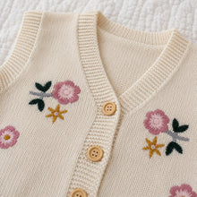 Floral Embroidered Baby Knitwear, Cotton Cardigan, Romper or Vest, Baby Shower Gift