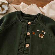 Floral Embroidered Baby Knit Cardigan or Romper, Cotton Baby Girl Outfit, Baby Gift