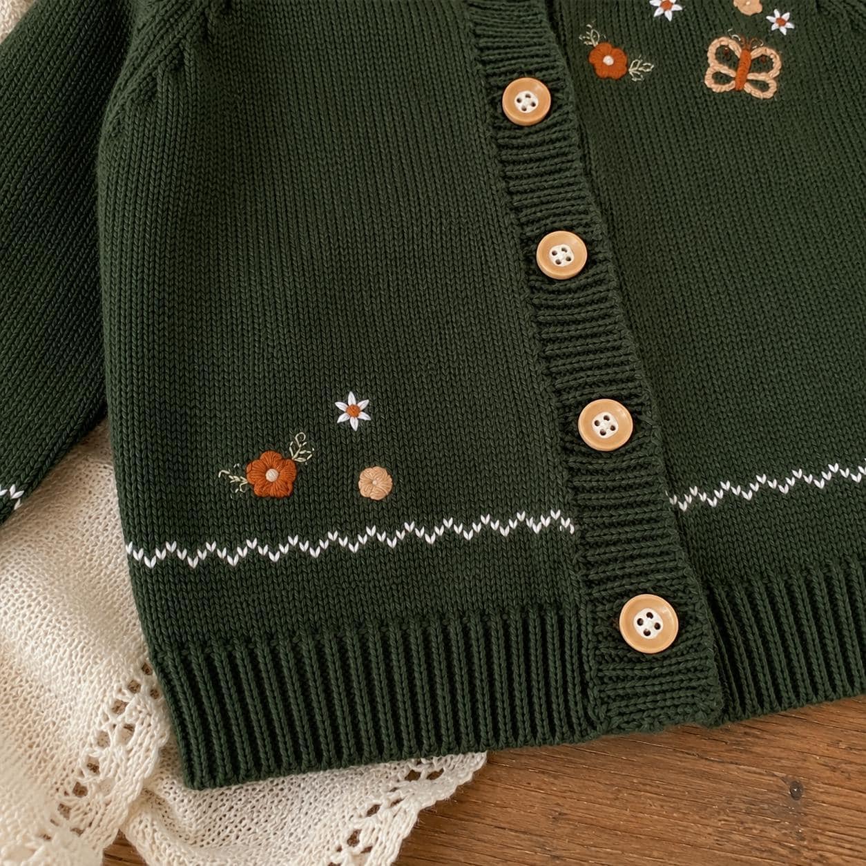 Embroidered Baby Knit Cardigan or Romper, Cotton Baby Outfit product image 9