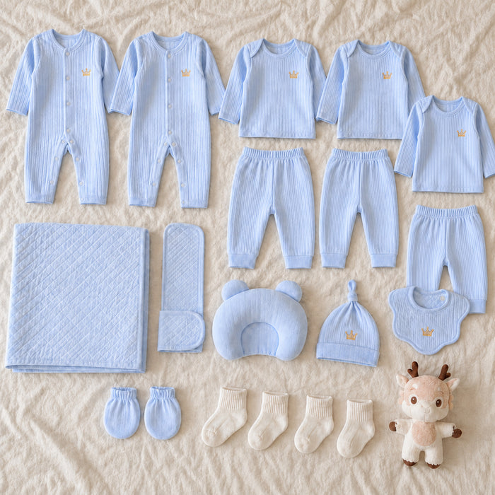 20-Piece Newborn Baby Gift Set with Cotton Outfits, Blanket and Accessories