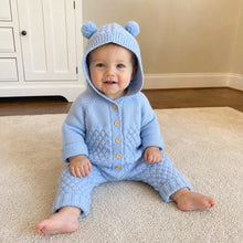 Baby Bear Ear Hooded Knit Romper, Cotton Button Jumpsuit in 5 Colors