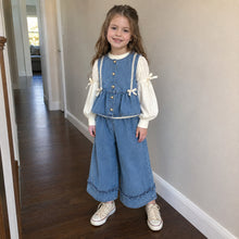 Girls Denim Vest and Wide-Leg Pants Set, 2 or 3-Piece Back to School Outfit
