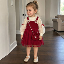 Girls Corduroy Pinafore Dress, Puff-Sleeve Top and Mini Purse, 3-Piece Back to School Set