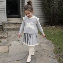 Girls Bunny Knit Pullover and Pleated Skirt, 2-Piece Back to School Outfit
