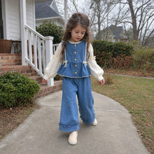 Girls Denim Vest and Wide-Leg Pants Set, 2 or 3-Piece Back to School Outfit