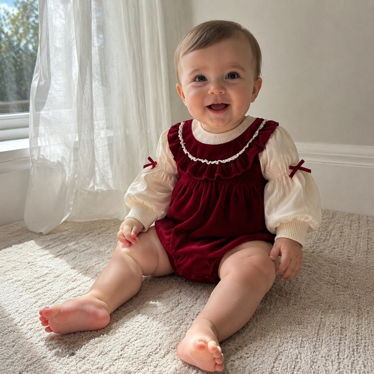 Red bubble romper for birthdays and family photos
