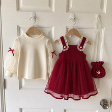 Girls Corduroy Pinafore Dress, Puff-Sleeve Top and Mini Purse, 3-Piece Back to School Set