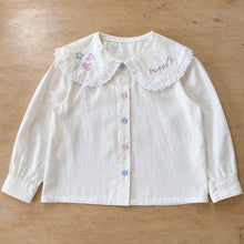 Girls Denim Vest, Lace Collar Blouse and Wide-Leg Pants, 3-Piece Back to School Outfit