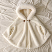 Girls Hooded Cape Coat with Faux Fur Trim, Toddler Fall Winter Poncho