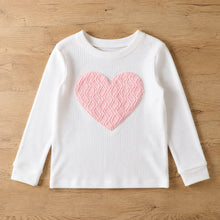Girls Pink Heart Top and Textured Skirt Set, 2-Piece Back to School Outfit