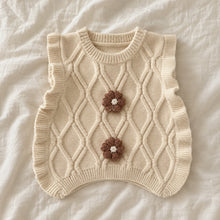 Girls Cable Knit Sweater Vest, Ruffle Collar Blouse and Pants, 3-Piece Back to School Set
