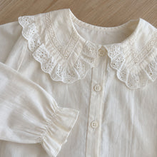 Girls Denim Pinafore Dress, Lace Ruffle Blouse Two-Piece Set, Back to School Outfit