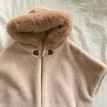 Girls Hooded Cape Coat with Faux Fur Trim, Toddler Fall Winter Poncho