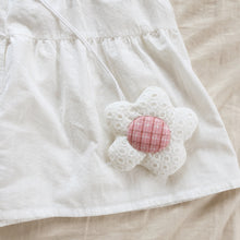 Girls Peter Pan Collar Summer Dress with Flower Pocket, Pink or White