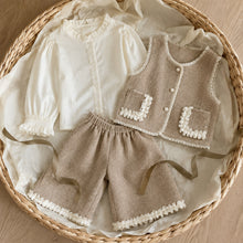 Girls Lace-Trimmed Vest, Blouse and Wide-Leg Pants, 3-Piece Back to School Set