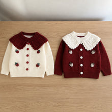 Toddler Girl Strawberry Cardigan & Plaid Skirt Set, Red or Ivory Fall Outfit