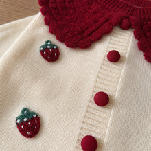 Toddler Girl Strawberry Cardigan & Plaid Skirt Set, Red or Ivory Fall Outfit