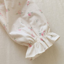 Girls Ivory Floral Dress with Pink Peter Pan Collar