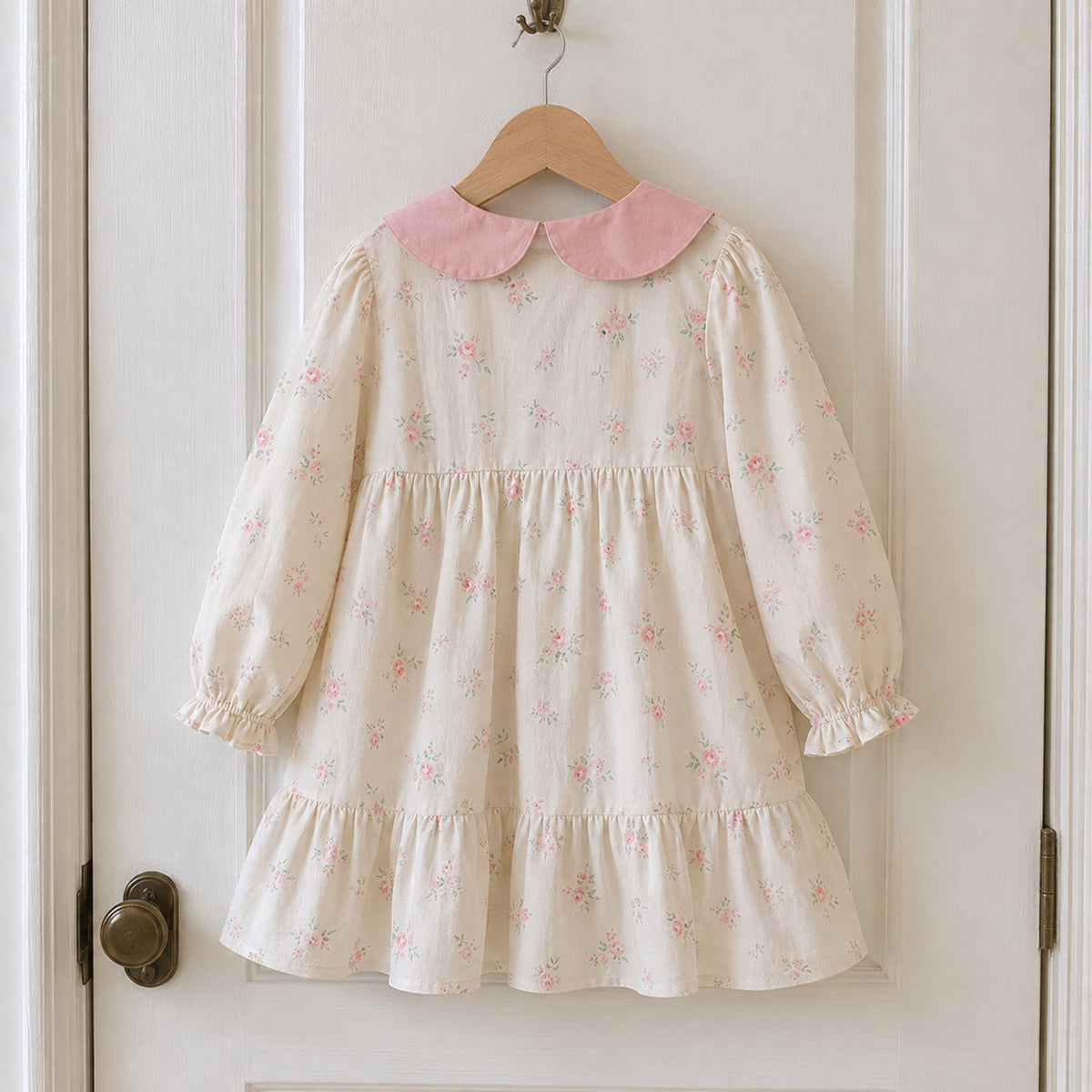Girls Ivory Floral Dress with Pink Peter Pan Collar — complete style comparison