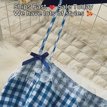 Girls Blue Gingham Maxi Dress with White Floral Lace, Fall Layering Dress