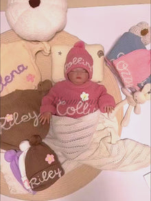 Custom Embroidered Knit Baby Hat, Personalized Newborn Name Beanie, Cozy Winter Warmth