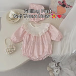 Load and play video in Gallery viewer, Baby Girl Cotton Romper Bonnet Set, Checkered Floral Outfit, Baby Shower Gift