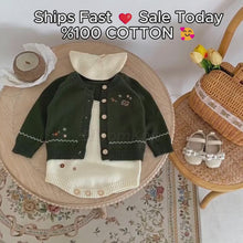 Floral Embroidered Baby Knit Cardigan or Romper, Cotton Baby Girl Outfit, Baby Gift