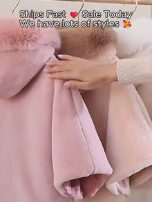 Girls Hooded Cape Coat with Faux Fur Trim, Toddler Fall Winter Poncho