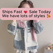 Girls Pastel Patchwork Denim Jacket, Pink Blue Color Block Fall Coat