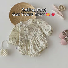 Baby Girl Floral Cotton Romper, Lace Collar, Spring Toddler Outfit