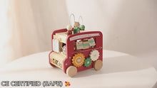 Montessori Wooden Bus Toy, 5 in 1 Activity Cube for Toddlers, Birthday Gift for Baby