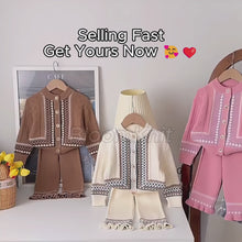 Toddler Girls Retro Jacquard Knit Sweater Set, Cozy Fall Outfit Ages 2-6