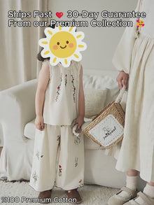 Girls Floral Embroidered Cotton Separates, Ruffle Dress Top or Pants