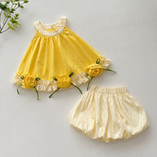 Girls Sunflower Rose Dress, Bubble Shorts Set or Separate Pieces
